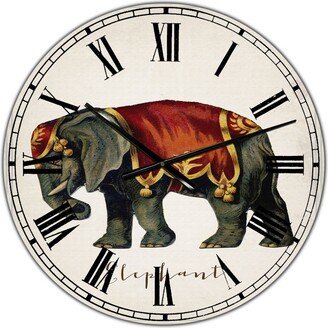 Designart Circus Animals Elephant Large Cottage Wall Clock - 36 x 28 x 1