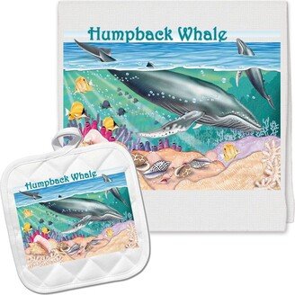 Humpback Whale Kitchen Dish Towel & Pot Holder Gift Set