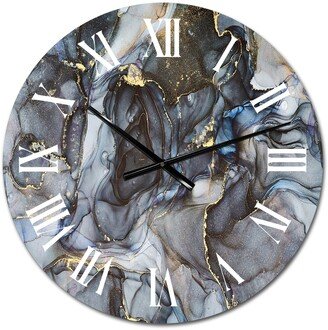 Designart 'Black Gold Infused Liquid Art II' Modern wall clock