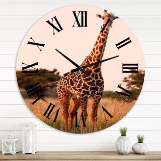 Designart 'African Giraffe In The Wild I' Farmhouse wall clock
