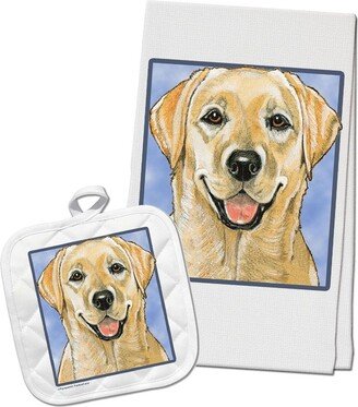 Labrador Retriever Yellow Lab Kitchen Dish Towel & Pot Holder Gift Set