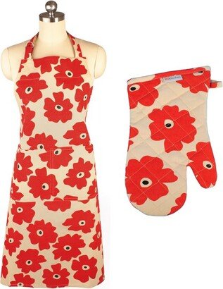 2pc Cooking Apron/Mitt Red - Mu Kitchen