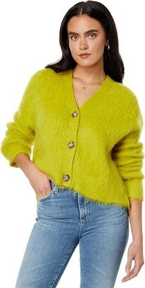 Brushed V-Neck Cardigan Sweater (Heather Chartreuse) Women's Sweater