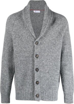 mélange-effect V-neck cardigan