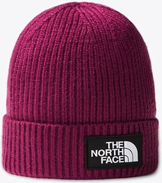 Tnf Logo Box Cuffed Beanie Plum purple rib-knitted beanie with logo - Tnf logo box cuffed beanie