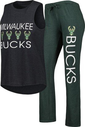 Women's Concepts Sport Hunter Green, Black Milwaukee Bucks Team Tank Top and Pants Sleep Set - Hunter Green, Black