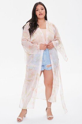 Plus Size Tropical Floral Kimono