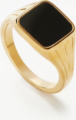Lucy Williams Square Signet Ring | 18ct Gold Plated Vermeil/Black Spinel