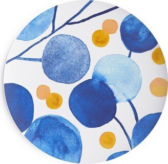 Salad Plates: Pompom Plants - Cobalt And Gold Salad Plate, Blue