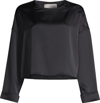 Dallas Satin Shoulder-Button Blouse