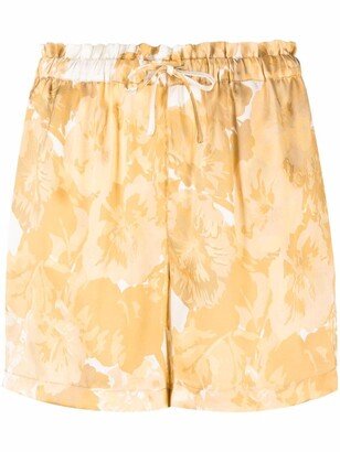 Floral-Print Silk Shorts-AA