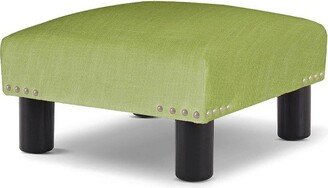 Jules 16 Square Accent Footstool Ottoman, Bright Chartreuse Linen Cotton Blend