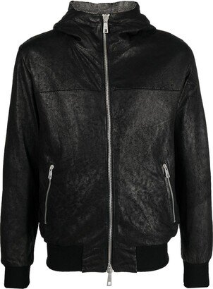 Hooded Leather Jacket-AE