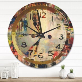 Designart 'People and Time Acrylic Watercolor' Modern Wood Wall Clock