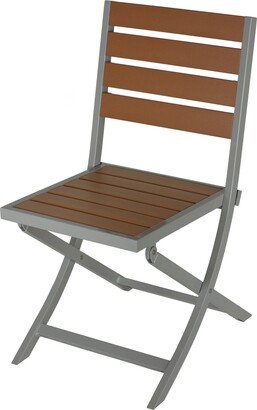 Avery Silver/Teak Brown Aluminum/Plastic Outdoor Folding Chair