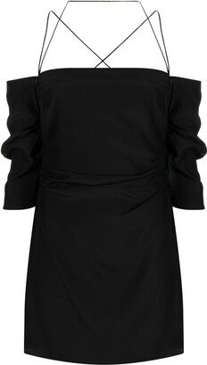 Samaca off-shoulder silk minidress