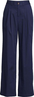 Women's Petite High Rise Crisp Poplin Chino Wide Leg Pants