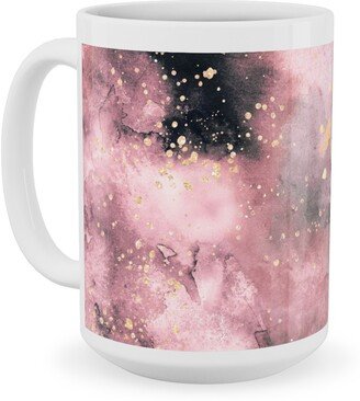 Mugs: Watercolor Marble - Pink Ceramic Mug, White, 15Oz, Pink