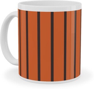 Mugs: Halloween Stripes Ceramic Mug, White, 11Oz, Orange
