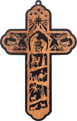 Nativity Cross For Wall | Manger Scene Wooden Holy Made in The Land Crosses