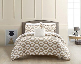 Myles Contemporary Geometric Hexagon Pattern Print Comforter Set