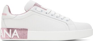 White & Pink Portofino Low Sneakers