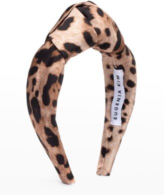 Maryn Leopard-Print Knot Satin Headband