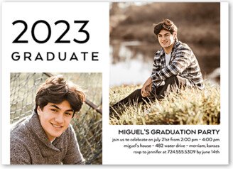 Graduation Invitations: Academic Achievement Graduation Invitation, White, 5X7, Luxe Double-Thick Cardstock, Square