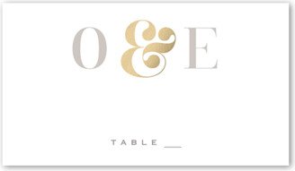 Wedding Place Cards: Alluring Ampersand Wedding Place Card, Yellow, Placecard, Matte, Signature Smooth Cardstock