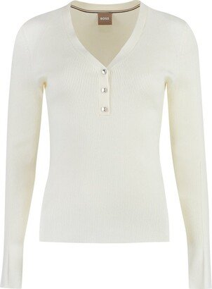 Boss Hugo Boss V-Neck Ribbed-Knit Sweater