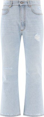 Flared-Leg Distressed Jeans