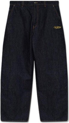 High-Waist Logo-Embroidered Wide-Leg Jeans