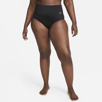 Women's Essential High-Waisted Bikini Swim Bottom (Plus Size) in Black