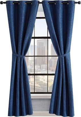 Solana Thermal Woven Room Darkening Grommet Window Curtain Panel Pair with Tiebacks, 38