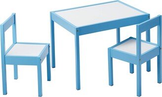 Amazon Basics 3-Piece Wood Kids Table and Chairs Set with Dry Erasable Table Top