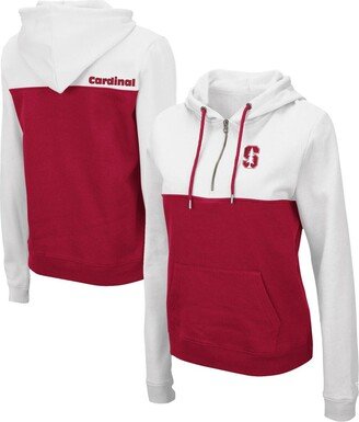 Women's White, Cardinal Stanford Cardinal Aidan Lightweight Quarter-Zip Hoodie - White, Cardinal