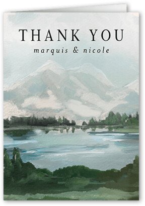 Wedding Thank You Cards: Mountain Lake Wedding Thank You Card, White, 3X5, Matte, Folded Smooth Cardstock