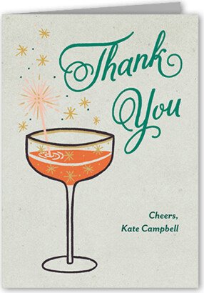 Thank You Cards: Retro Cocktail Thank You Card, Green, 3X5, Matte, Folded Smooth Cardstock