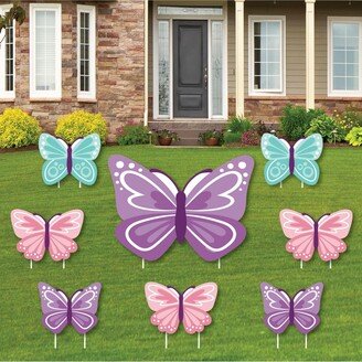 Big Dot Of Happiness Beautiful Butterfly - Outdoor Floral Baby Shower Birthday Party Yard Signs 8 Ct