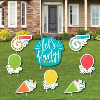 Big Dot Of Happiness Let's Party - Outdoor Lawn Decorations - Colorful Party Yard Signs - Set of 8