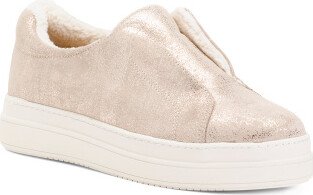 Suede Metallic Slip On Sneakers for Women