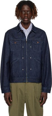 Navy Zip-Up Denim Jacket