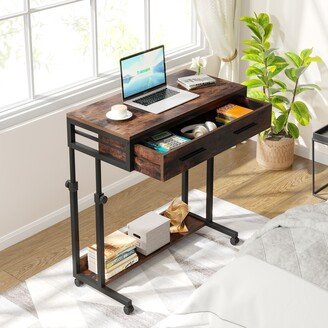 LEE Furniture Height Adjustable Standing Laptop C Table,Mobile Portable Desk with Drawers for Home Office Sofa Bed
