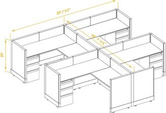 cubicles.com System Furniture 39H 4pack Cluster Unpowered Cubicles