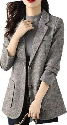 Tdvcpmkk Women's Long Sleeve Suit Ladies Lapel Versatile Fashion Suit Jacket Gray