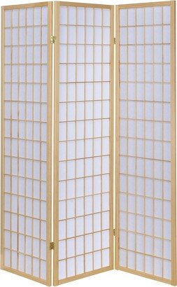 3-Panel Folding Screen in Natural and White