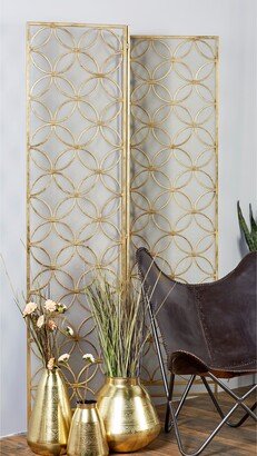 Studio 350 Brass Iron Modern Room Divider Screen 79 x 57 x 1 - 57 x 79