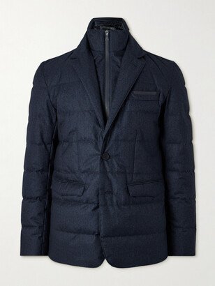 Herno Laminar Quilted Herringbone Shell Down Jacket with Removable Gilet