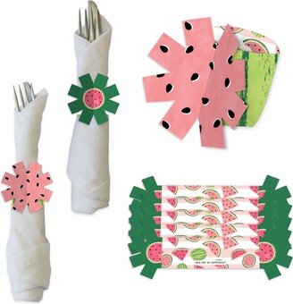 Big Dot Of Happiness Sweet Watermelon - Fruit Party Paper Napkin Holder - Napkin Rings - Set of 24
