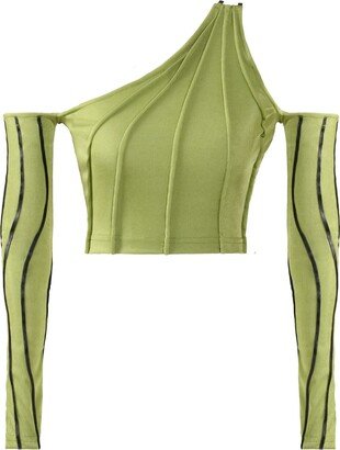 Kargede Temptation – Green Long Sleeve Crop Top